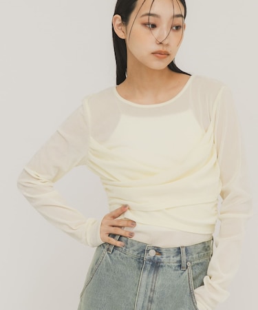 シアーベロアクロスドレープTEE