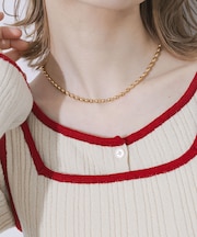 ステンレスオーバルボールチェーンネックレス