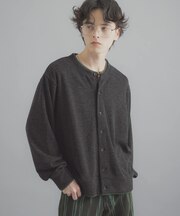 フェイクレイヤードクルーネックカーディガン