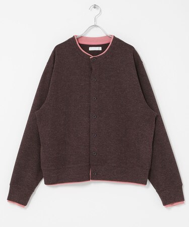 フェイクレイヤードクルーネックカーディガン