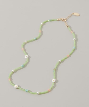 フラワーモチーフカラフルビーズネックレス