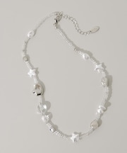 クリアビーズモチーフネックレス