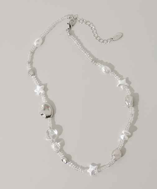クリアビーズモチーフネックレス