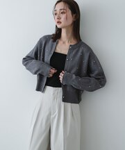 『洗濯可』ボールビーズカーディガン