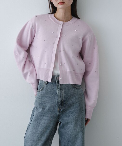 『洗濯可』ボールビーズカーディガン