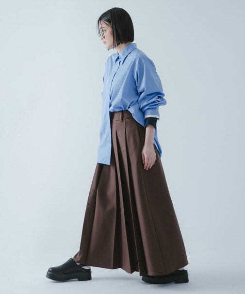 『撥水／防花粉』SKINProofフロントプリーツスカート