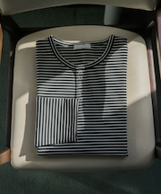 ボーダーヘンリーネックロングTシャツ