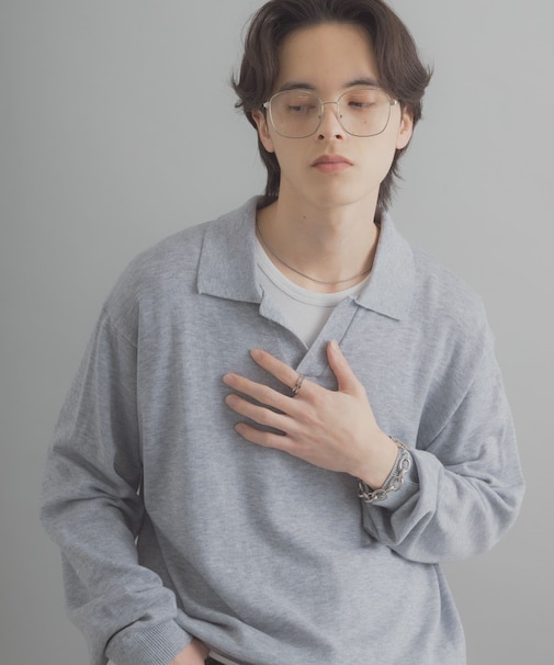 『洗濯可』スキッパーロングスリーブニット