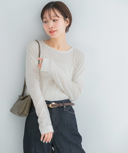 シルク混ドッキングカットソー