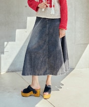 ANNA SUI NYC　オーバードレープデニムロングスカート