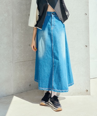 ANNA SUI NYC　オーバードレープデニムロングスカート