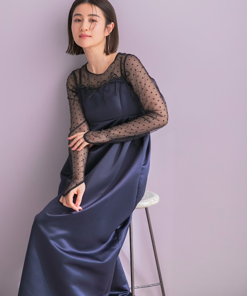 ANDRESD　RIBBONS DRESS×SHEER TOPS