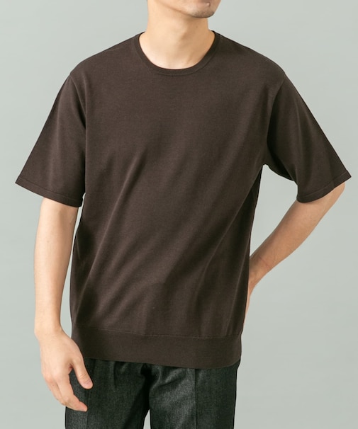 シルク混クルーネックサマーニット