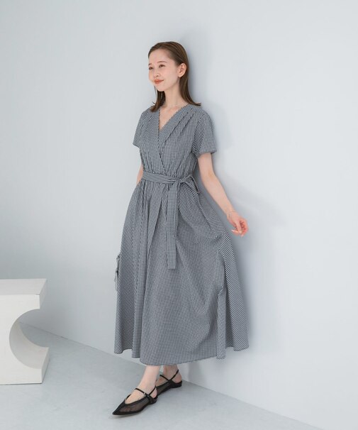『WEB限定』チェックカシュクールワンピース