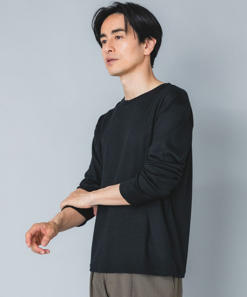 URBAN RESEARCH ROSSO MEN 『マシンウォッシャブル』『XLサイズあり』ハイクオリティウールロンT ブラック