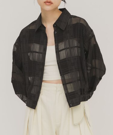 シアーチェックコンパクトシャツ