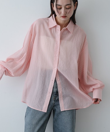 『接触冷感／速乾』シアーストライプアレンジシャツ