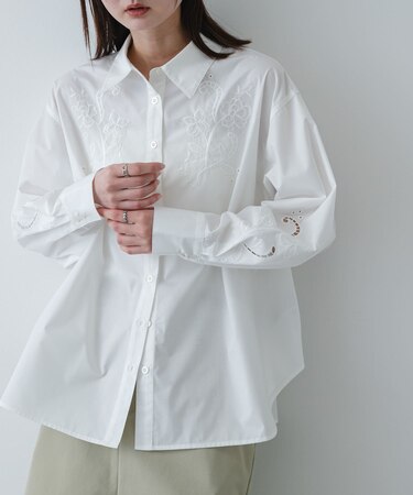 カットワークエンブロイダリーシャツ