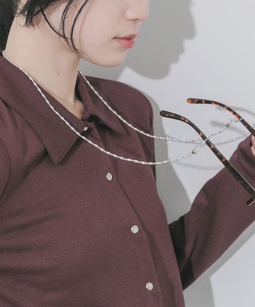 メタルオーバルビーズメガネチェーン