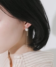 ステンレスパールチェーンピアス