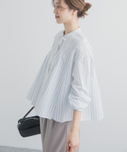 ストライプリボンフレアブラウス