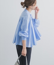 ストライプリボンフレアブラウス