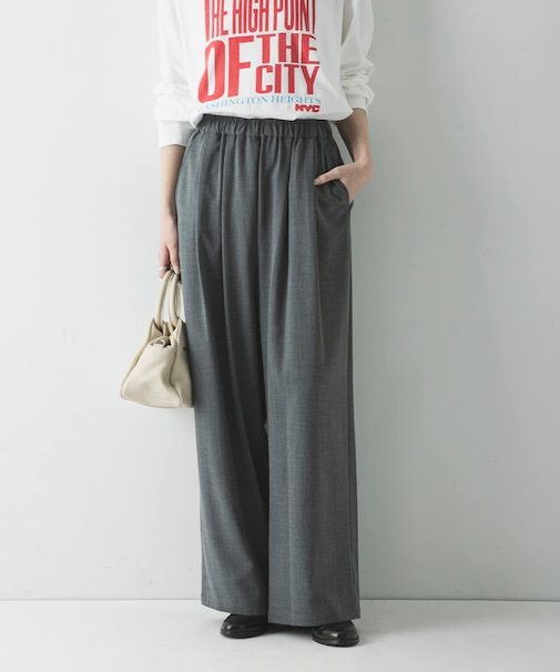 『3サイズ展開』『イージーケア』タックギャザーストレートパンツ