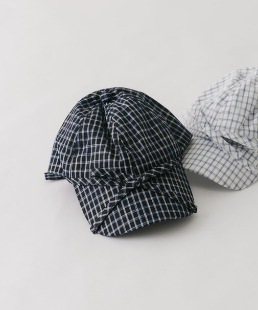 フロントリボンチェックキャップ