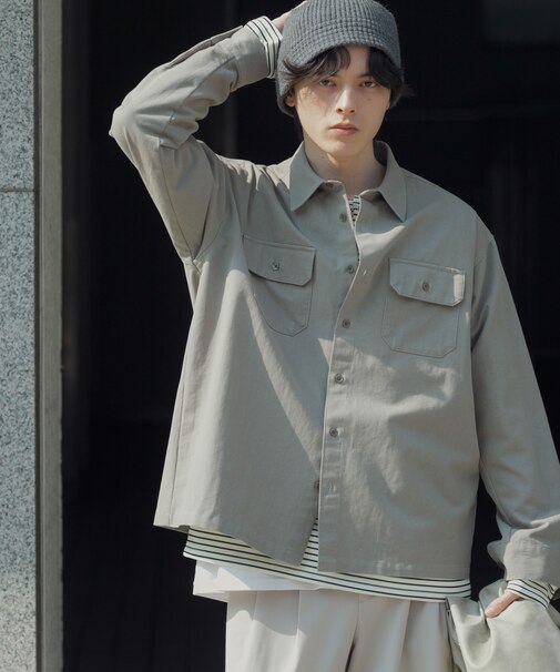 ダブルポケットカラーデニムシャツ