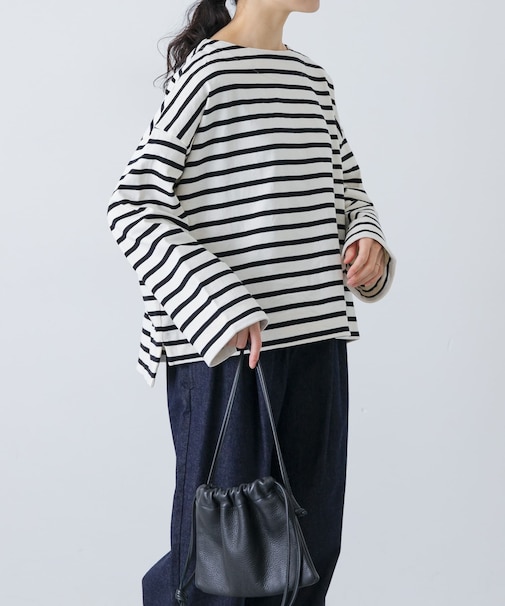コットンボートネックボーダーカットソー