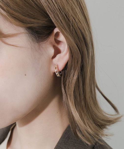 ビジュードットラインフープイヤリング