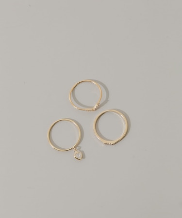 ビジューチャーム3セットリング