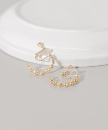 メタルフラワーラインフープイヤリング