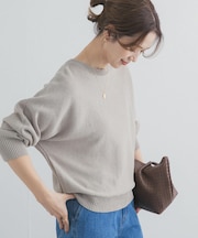 リネン混スラブドルマンニット