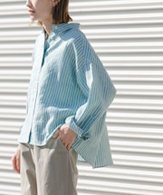 FORK&SPOON　フレンチリネンクロップドワイドシャツ