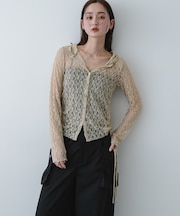 『洗濯可』フーディレースカットトップ