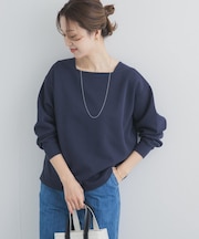 強撚ダンボールボートネックプルオーバー