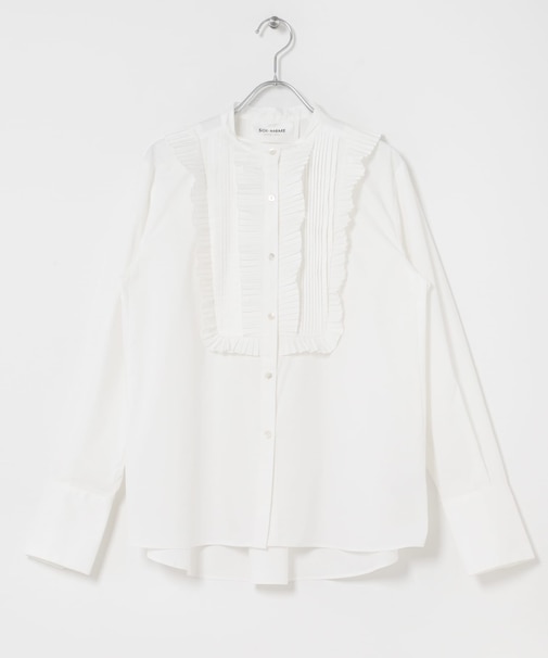 MARILYN MOON　TUCK PLEATS JABOT BLOUSE