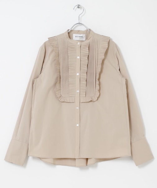 MARILYN MOON TUCK PLEATS JABOT BLOUSE