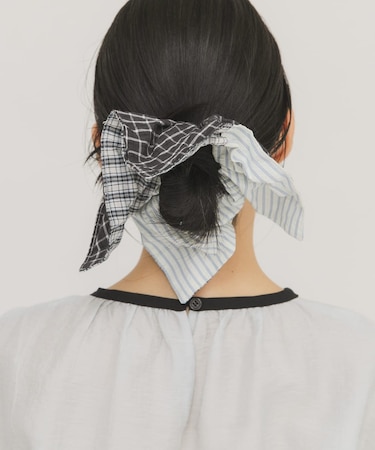 チェックストライプコンビシュシュ