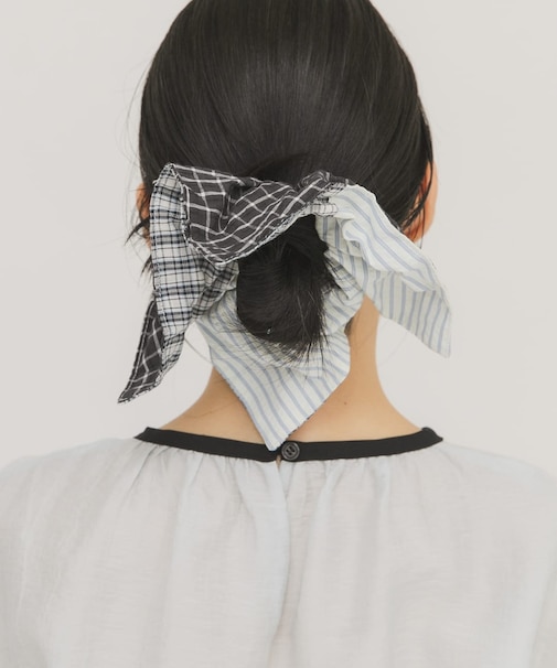 チェックストライプコンビシュシュ