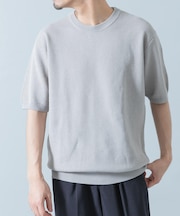 『WEB限定』変形カノコ半袖クルーネックニット