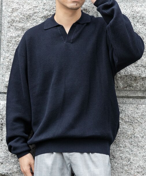 『WEB限定』変形カノコスキッパーニットポロ