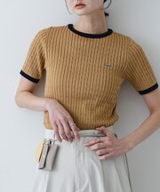 『洗濯可』バイカラーケーブルセーター