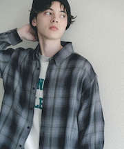 オンブレーチェックレギュラーカラーシャツ