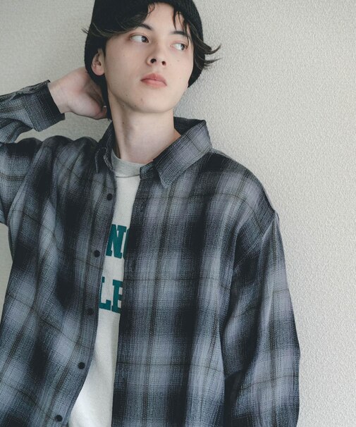 オンブレーチェックレギュラーカラーシャツ