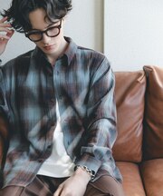 オンブレーチェックレギュラーカラーシャツ