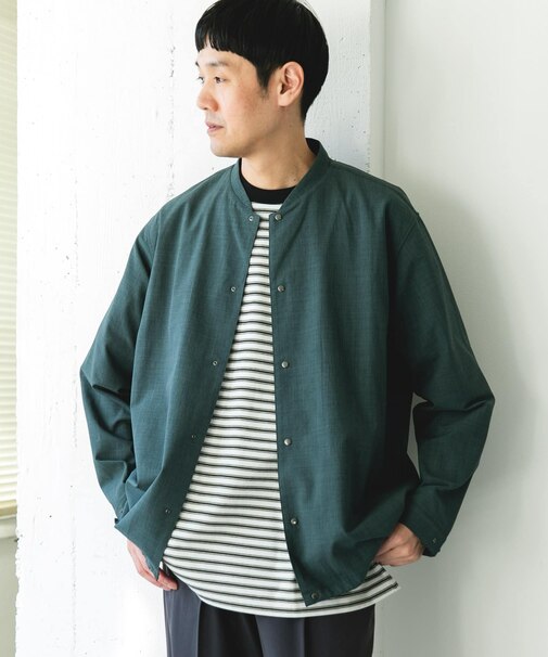 『イージーケア／速乾／UVカット』クイックドライ ノーカラーライトブルゾン