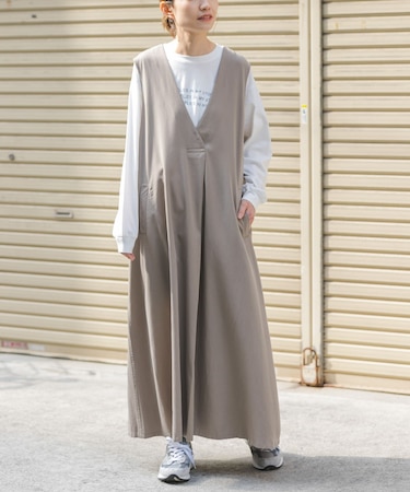 FORK&SPOON　フロントタックフレアワンピース