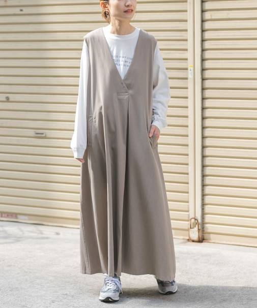 FORK&SPOON　フロントタックフレアワンピース